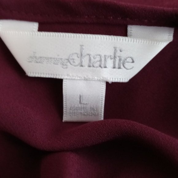 Charming Charlie Women's Burgandy/Maroon Blouse With Metallic Embroidery Large - Picture 5 of 7